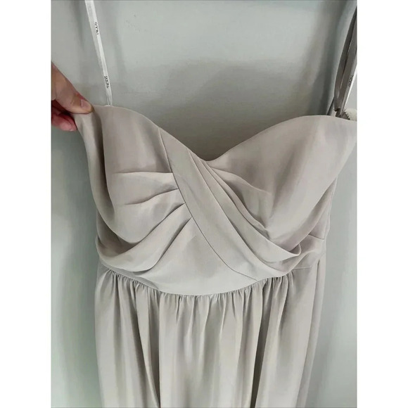 SOCIAL BRIDESMAIDS Strapless Formal Gown Chiffon  Nude Bridesmaid Women’s Sz 8 - Picture 6 of 8